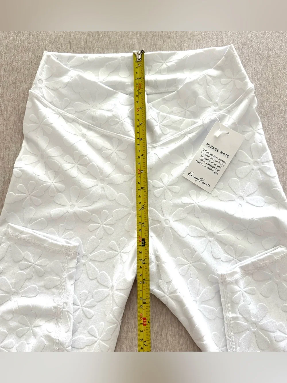 Kenny Flowers The Santorini White Floral Jacquard High-Waist Leggings Sz Medium